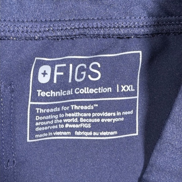 FIGS Zamora Jogger Scrub Pants Women XXL Navy Blue Cargo Pockets Drawstring - Picture 2 of 8